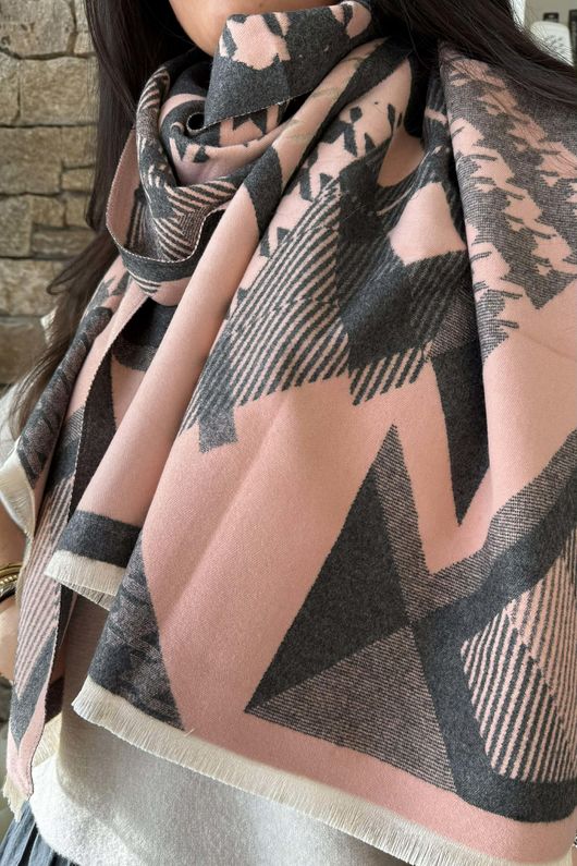 Hanbury Scarf Rose & Charcoal /50=